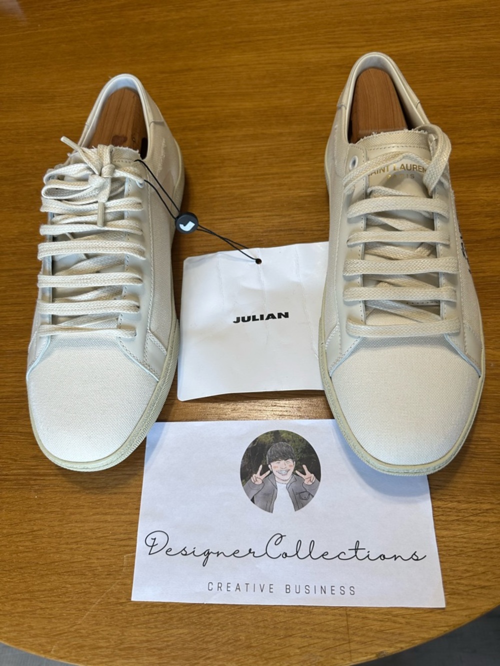 Saint Laurent Court Classic SL-06 Cream Ivory Sneakers Men. Size 7.5
